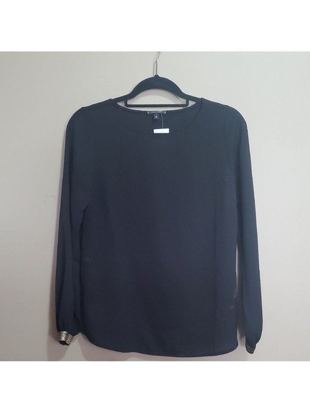 Stella & Dot Classic Black Top With Gold Trim Size Medium